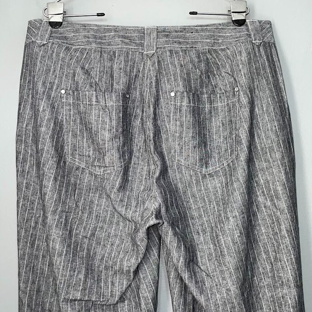 INC Plus Size 16W Gray Pinstripe Wide Leg Linen Pants Trousers Office Casual - Picture 3 of 12
